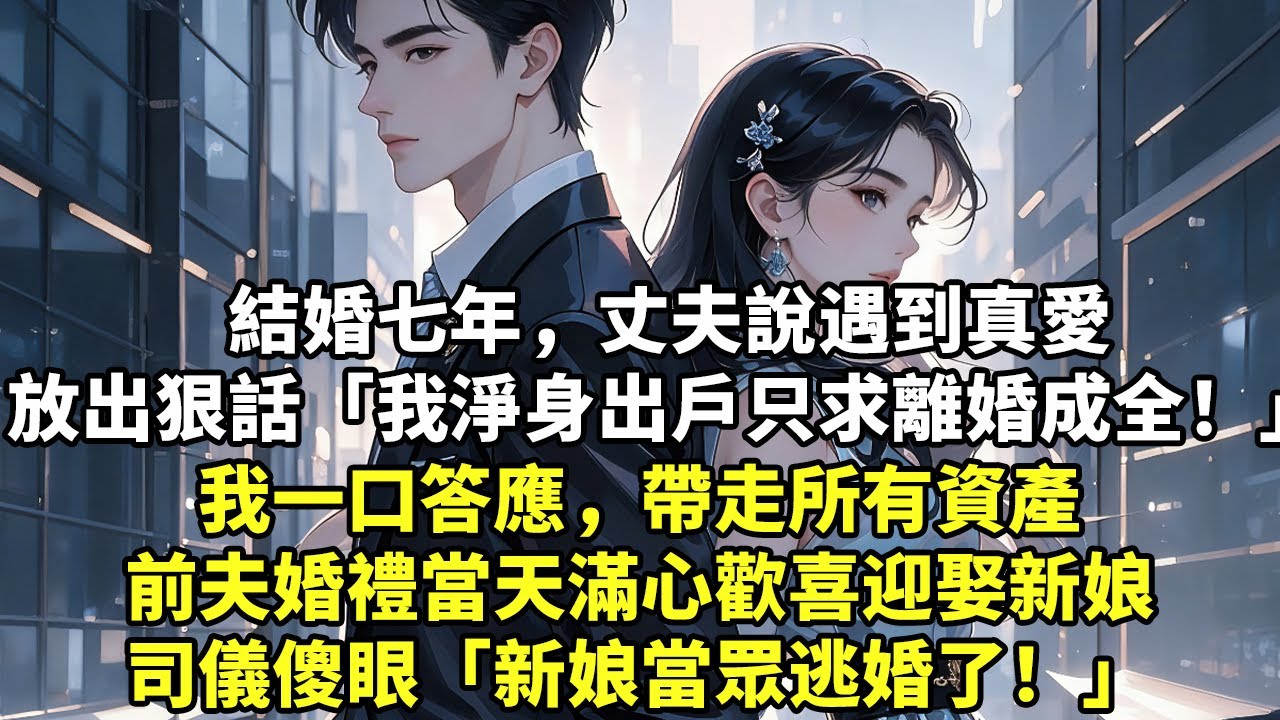結婚七年，丈夫說遇到真愛放出狠話「我淨身出戶只求離婚成全！」我一口答應，帶走所有資產前夫婚禮當天滿心歡喜迎娶新娘司儀傻眼「新娘當眾逃婚了！」#現實情感#豪門言情#為人處世#大女主
