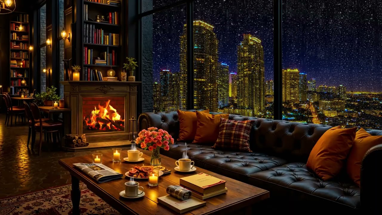 Rainy Night City Cafe ☕🌧️ 3 Hours Smooth Jazz | Relaxing Coffee Shop Ambience for Study & Sleep