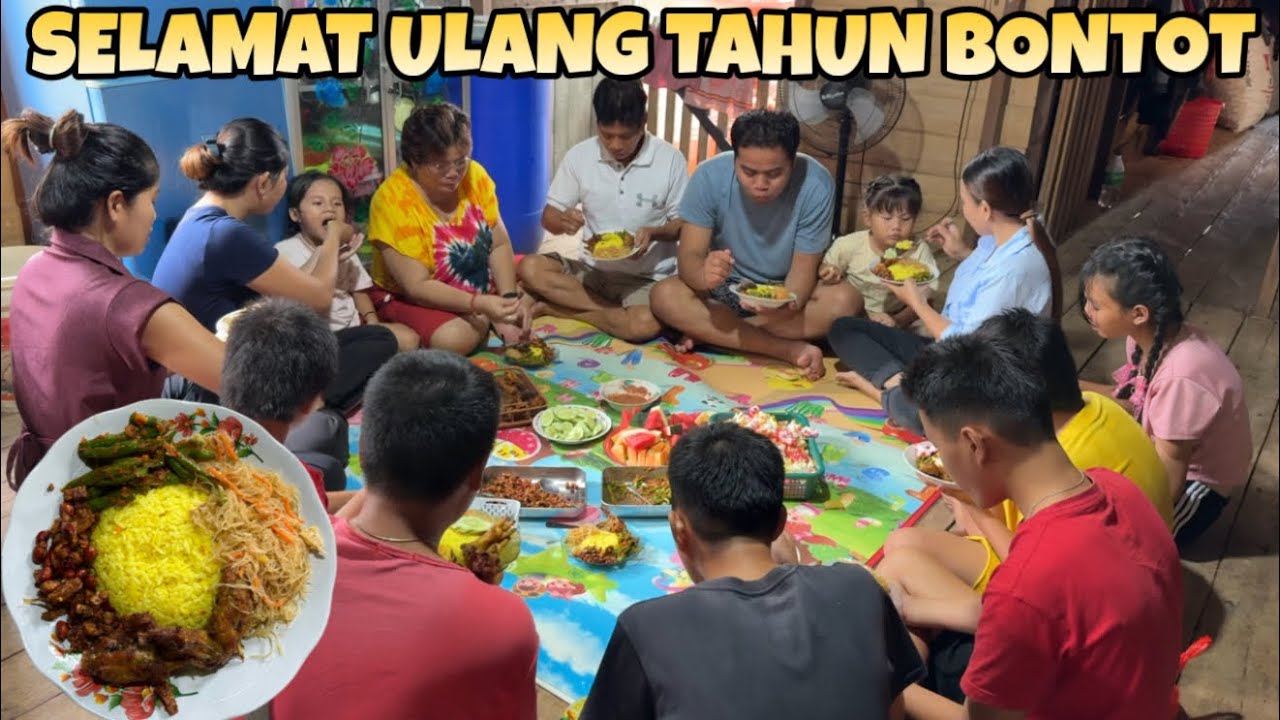 BIKIN NASI KUNING SEDERHANA BUAT ULANG TAHUN SI BONTOT MAKAN BERSAMA KELUARGA