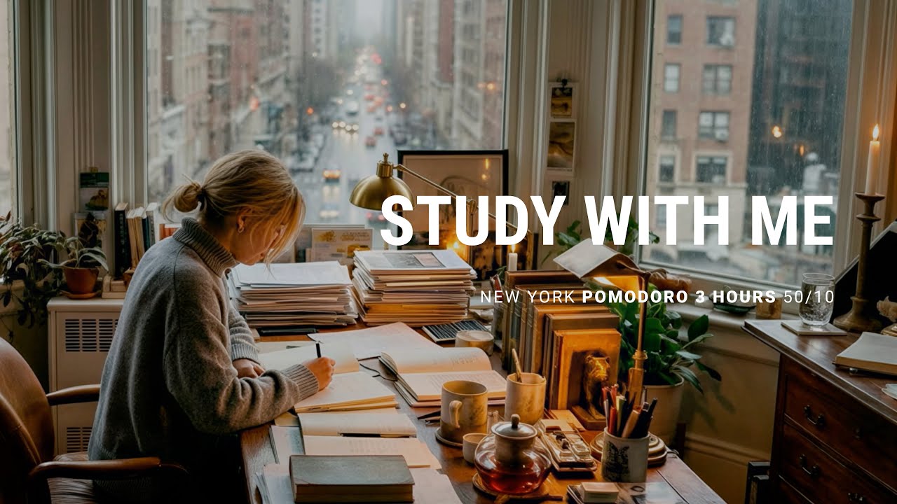 3 HOUR STUDY WITH ME | Pomodoro Timer 50/10, ADHD Deep Focus, Productivity Session, White Noise