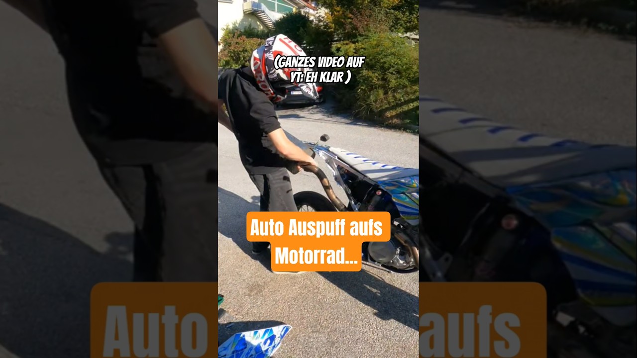 Auto Auspuff aufs Motorrad🏍 #auto #auspuff #motorrad #schraubervlog #supermoto