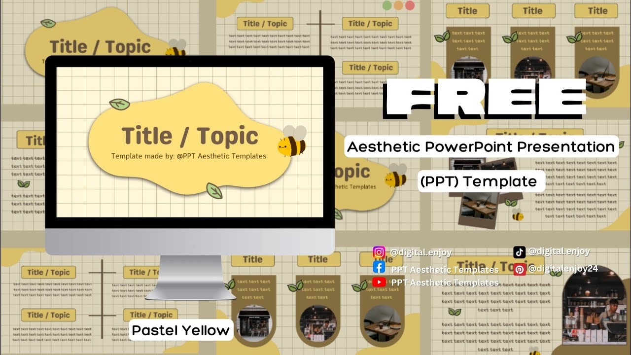 #15 Pastel Yellow | FREE PowerPoint Presentation (PPT) Aesthetic Template | Canva Editable | Simple