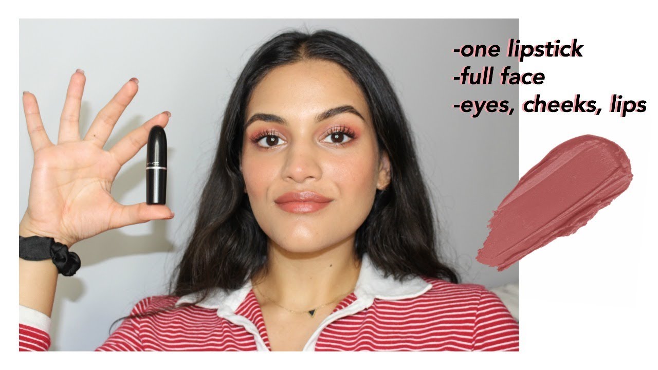 full face using one lipstick // eyes, cheeks, lips // mac taupe