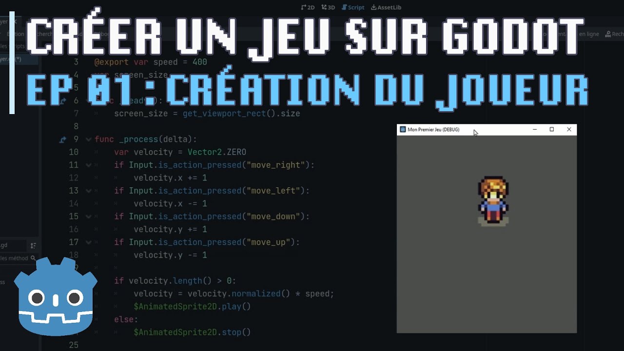 Créer son premier jeu vidéo facilement sur Godot (EP #1 : Création du projet et du personnage)