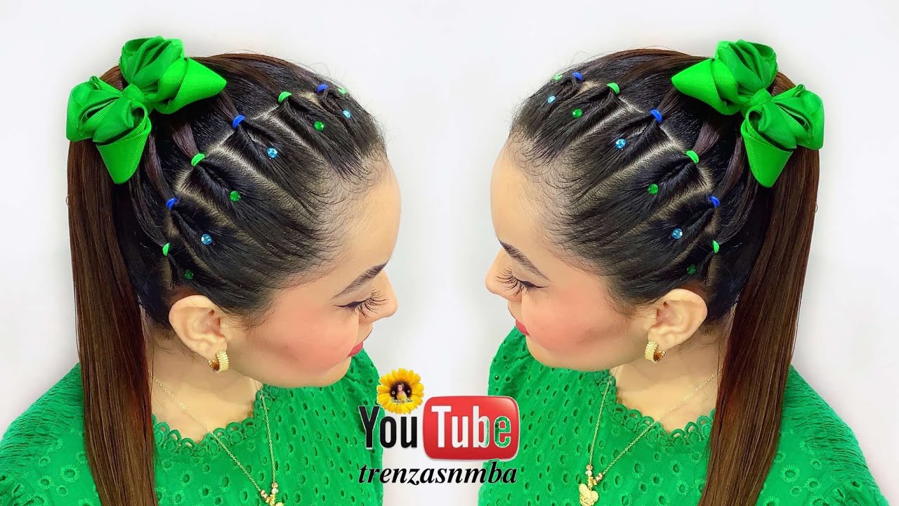 PEINADOS sencillos faciles para la escuela, casuales , con  trenzas básicas 🎀
