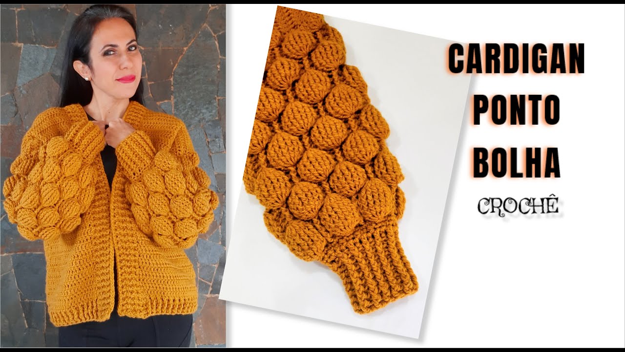 CARDIGAN DE CROCHÊ PONTO BOLHA