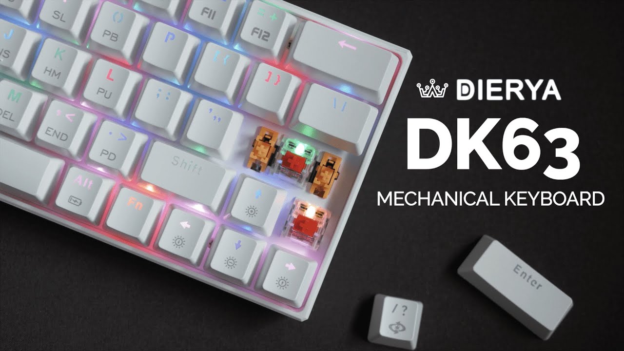 DIERYA DK63 Mechanical Keyboard Unboxing Typing Sounds Review (Red switches)