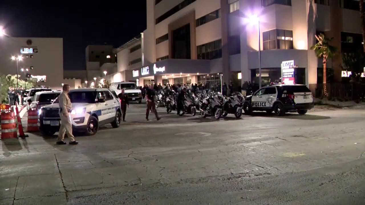 North Las Vegas Police begin the procession of fallen officer