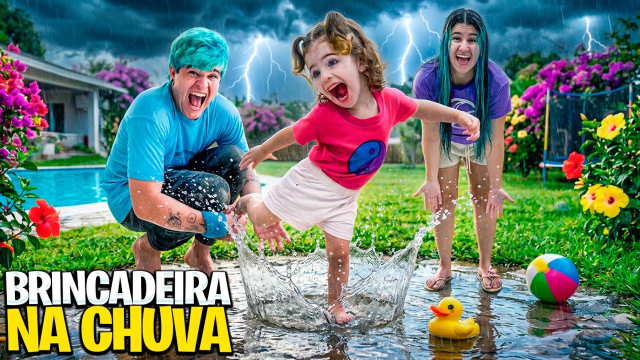 MAYA NÃO RESISTIU E FOI BRINCAR NA CHUVA!😱 - Família Maya Kids 