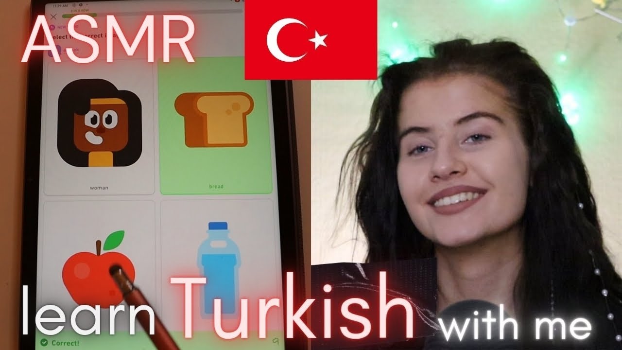 ASMR learn TURKISH with Duolingo / Turkish 🇹🇷 for ABSOLUTE BEGINNERS (whispered) to make you sleepy