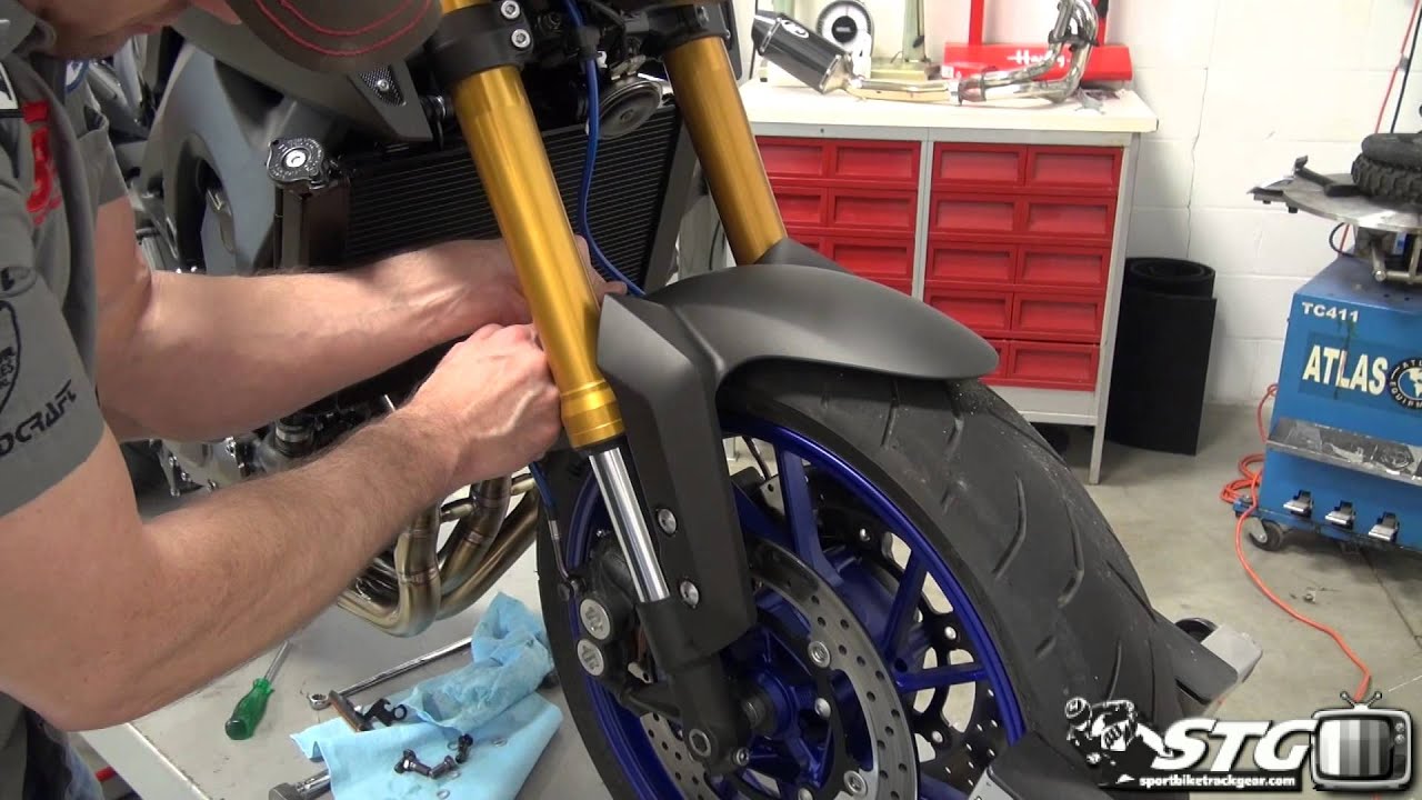How to Install Spiegler Front Brake Lines on 2014 Yamaha FZ-09 from Sportbiketrackgear.com