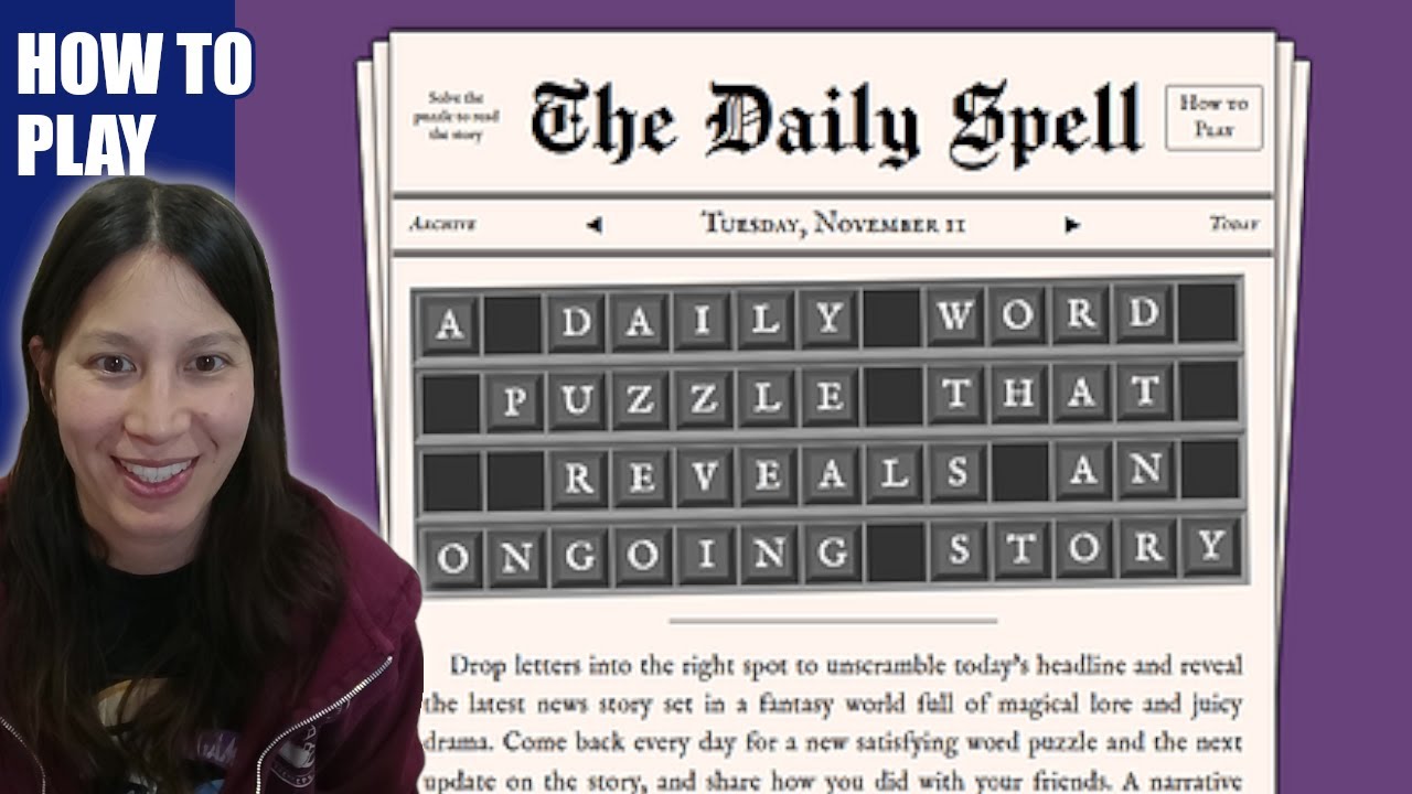 The Daily Spell - a daily story puzzle | Tutorial & Example