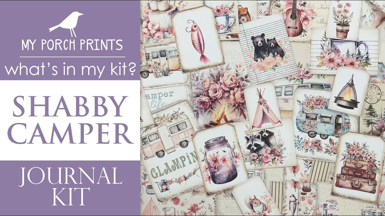 SHABBY CAMPER JOURNAL KIT 🤍| What's In My Kit | My Porch Prints Junk Journal Ideas
