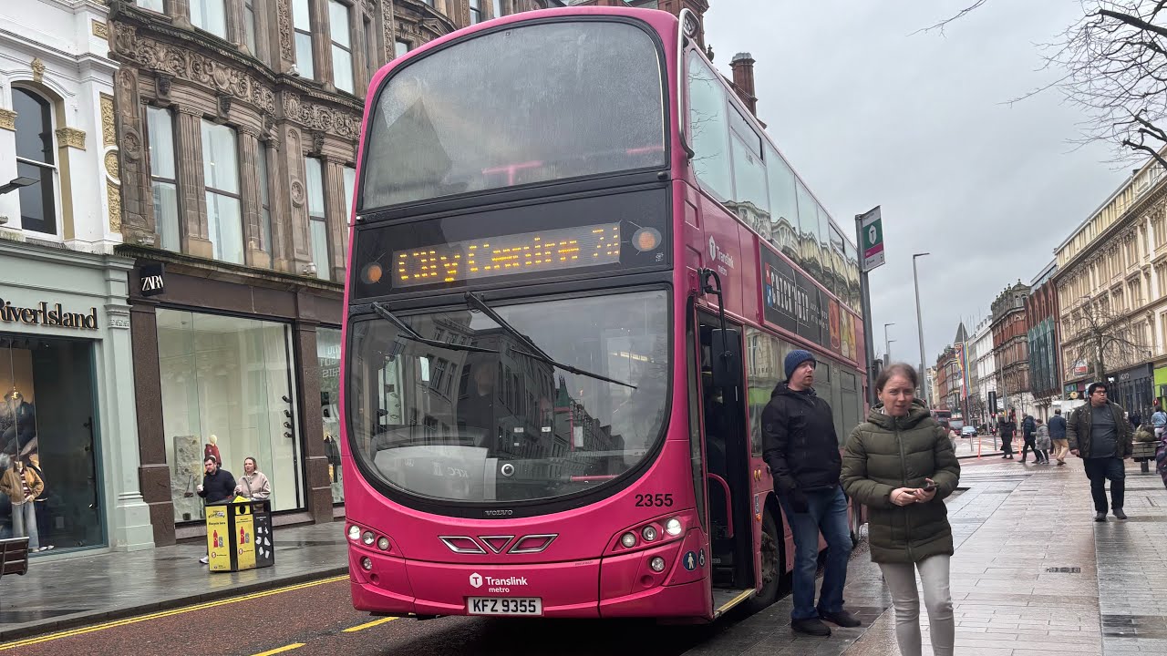 Ride onboard Translink Metro Volvo B9TL Wrightbus Gemini 2 -(KFZ 9355) - 2d City Centre 