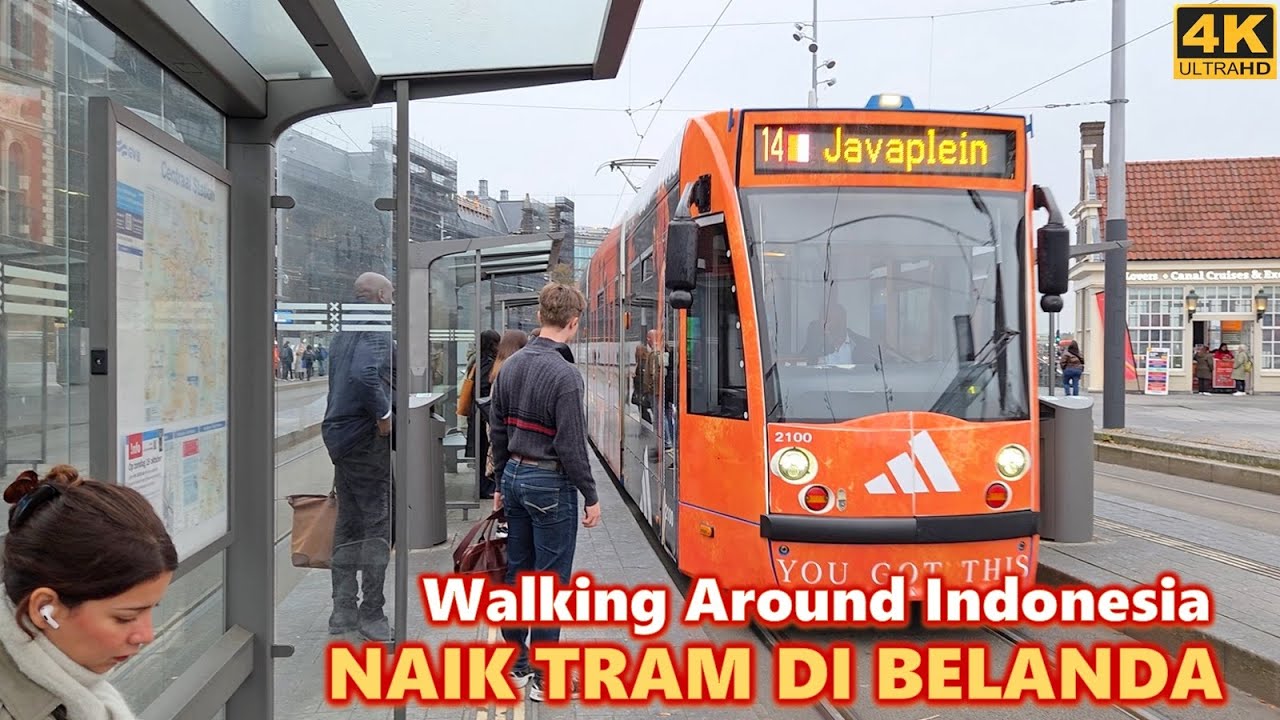 Walking Around Indonesia naik Tram di Amsterdam Belanda❗Tram Orange 🇳🇱 to Javaplein Netherlands