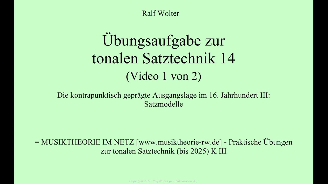 Übungsaufgabe zur tonalen Satztechnik 14 (Video 1 von 2)