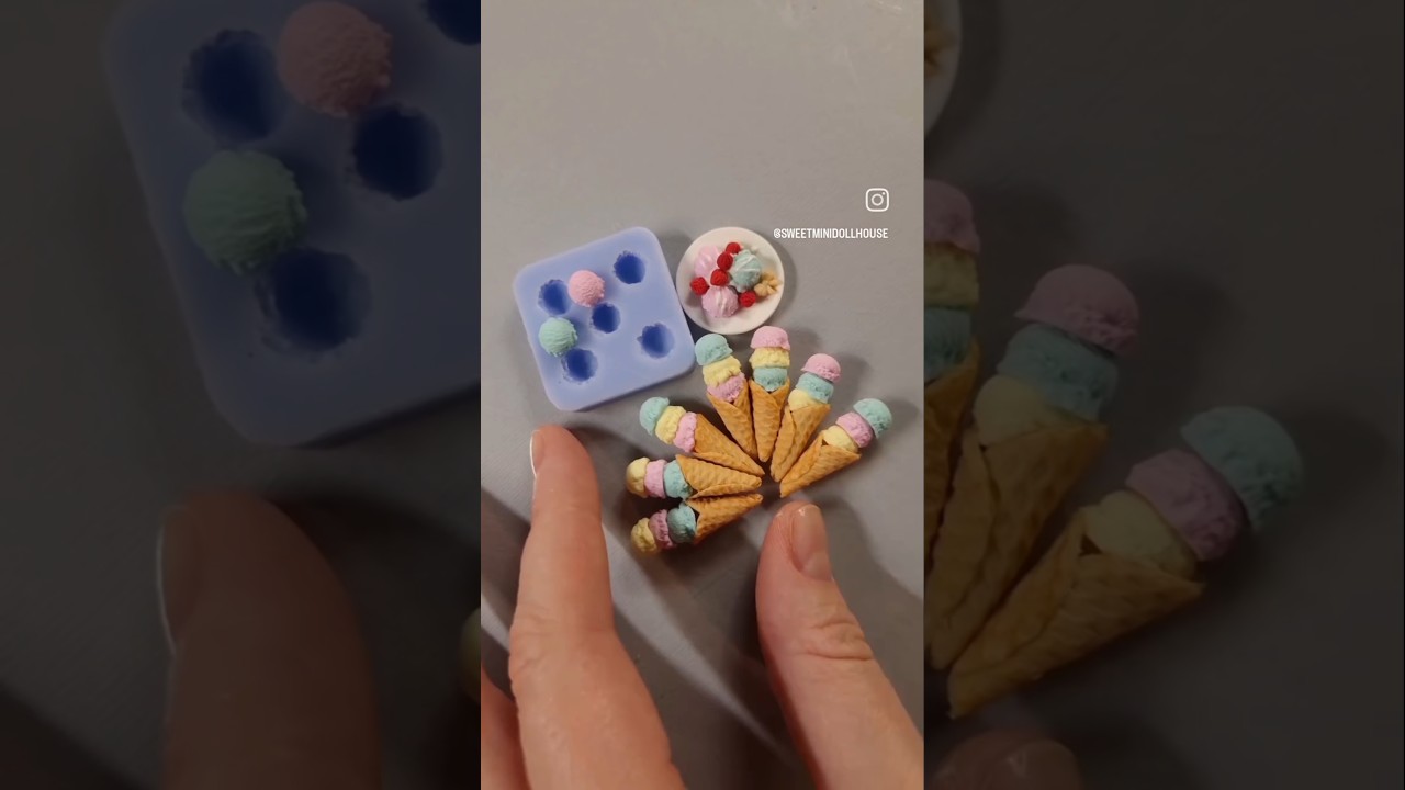 Miniature ice cream 🍦 Mold / Tutorial/DIY #polymerclay #fimo #miniature #dollhouse #diy #craft