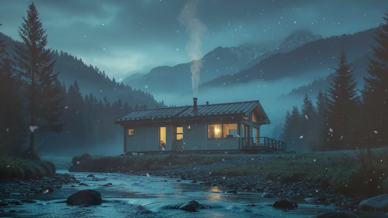 Where Silence Feels Safe — A Cozy Cabin Glowing Softly in a Cold, Misty Forest Night