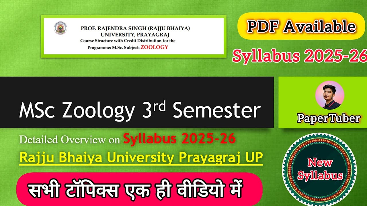 MSc Zoology 3rd Semester | Syllabus 2025-26 | Rajju Bhaiya University | Important Topics & Paper