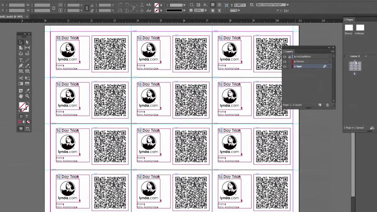 InDesign CC, Make a QR coded Business Card or Handout.