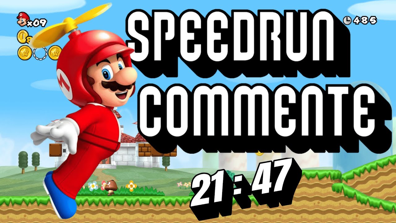 New Super Mario Bros. Wii - Speedrun Commenté FR - Any% en 21:47.500 par Cads (WR)