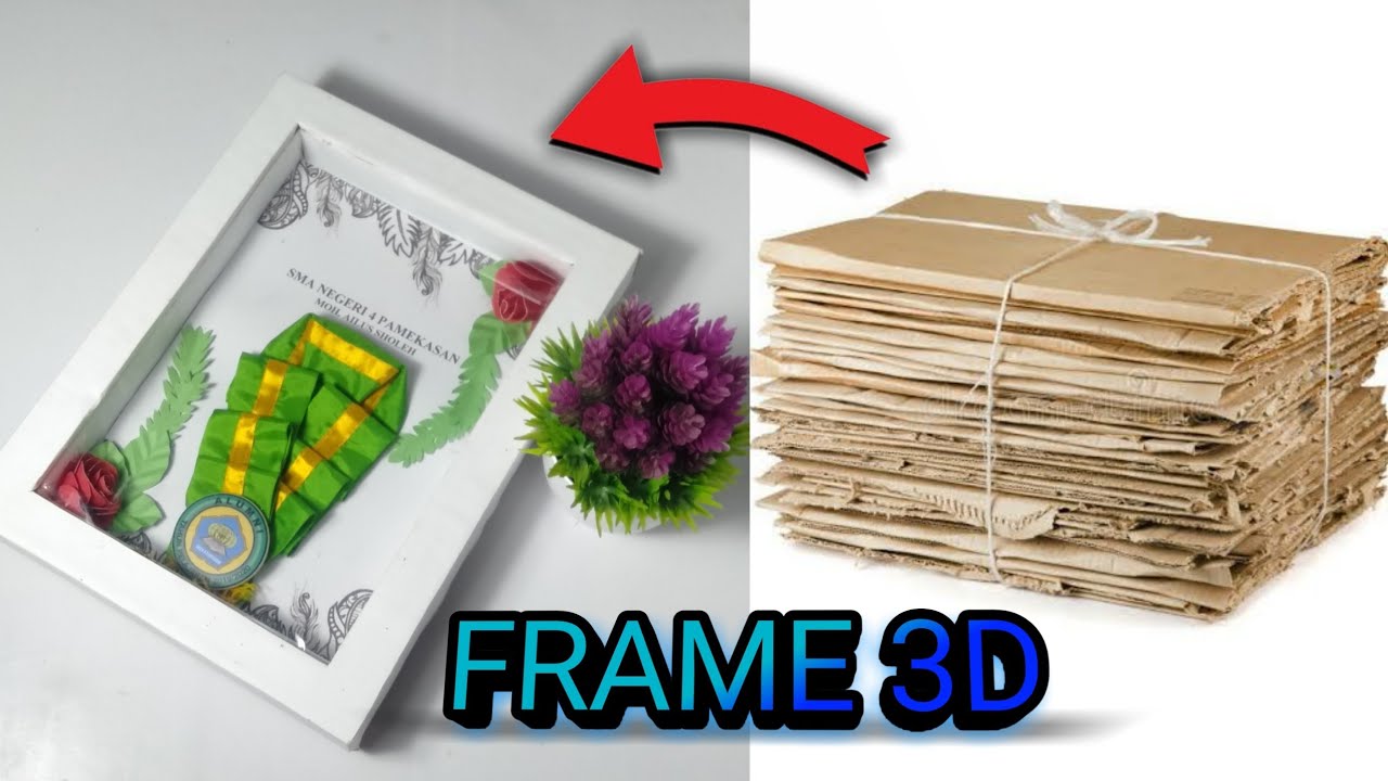 Diy tutorial pop up 3d frame | bingkai 3d wisuda dari kardus