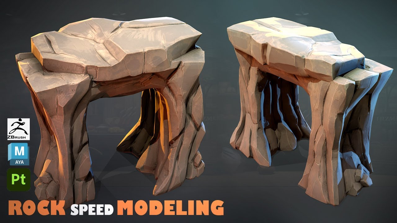 Stylized Cave Rock in Maya 2025, Zbrush, and Substance 3D Painter