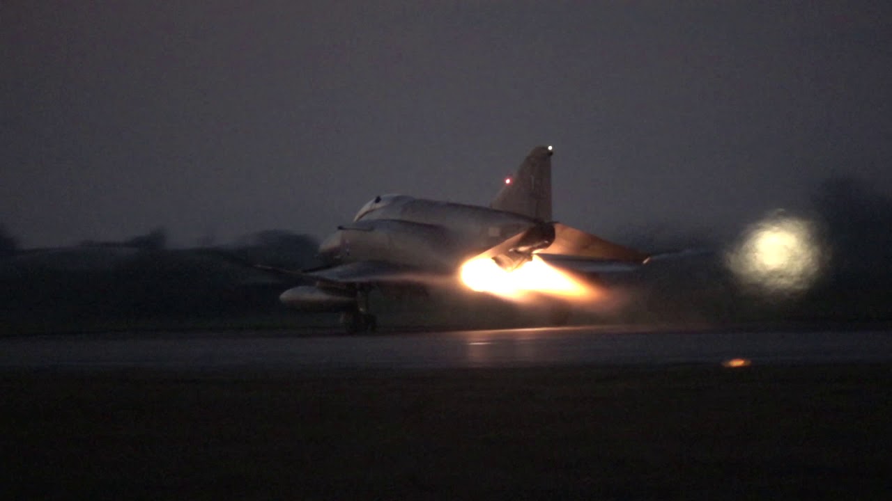 HAF F-4 AUP Phantom II night takeoffs (afterburner) and landings