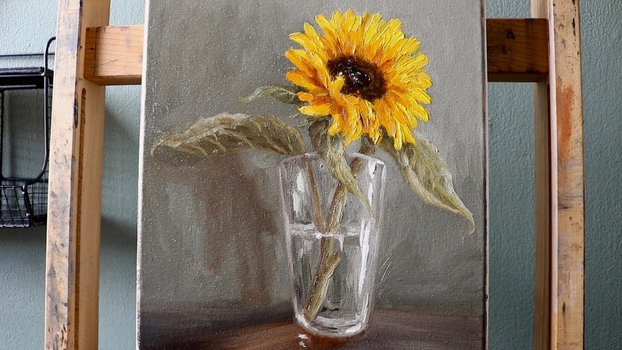 Sunflower in a Glass Oil Painting Time-Lapse | Still Life Painting | Fine Art | Art BSP