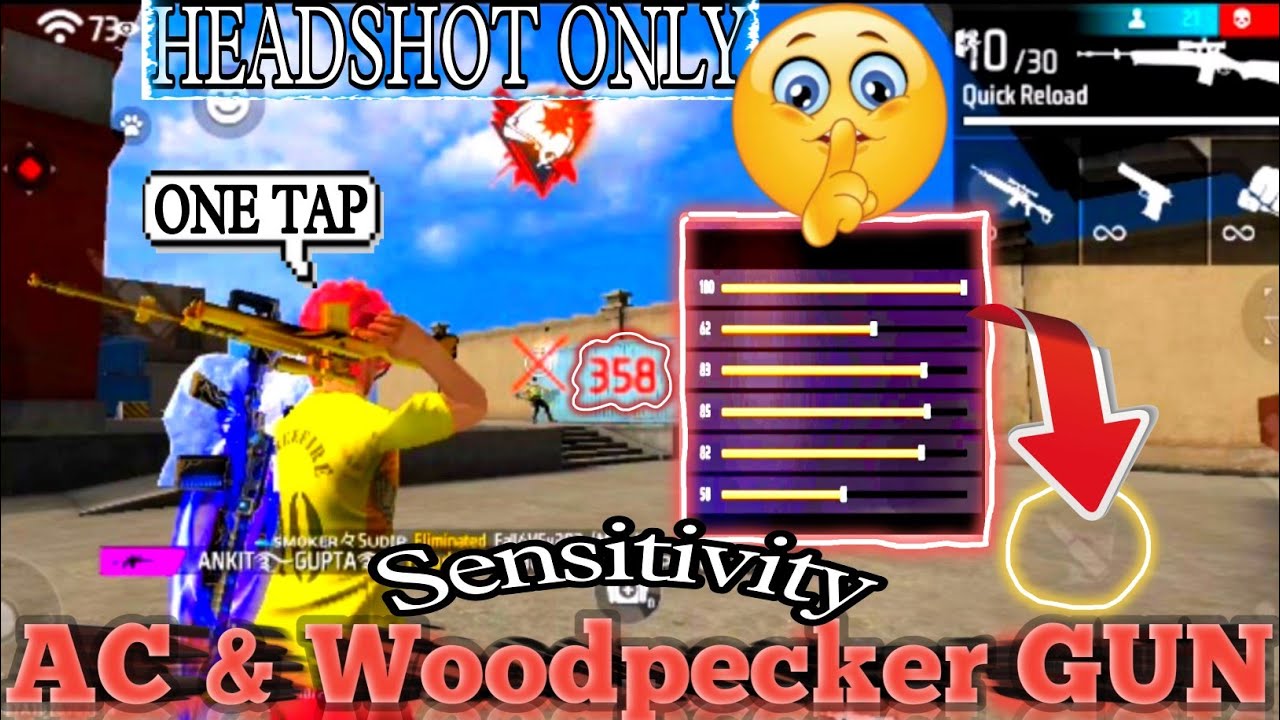 BEST HEADSHOT. sensitivity settings Long range AC AND WOODPECKER GUNS.
