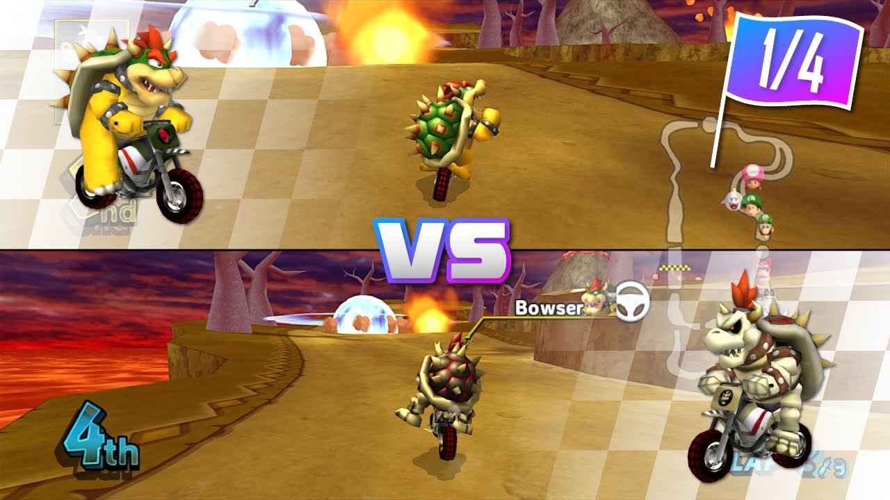 Bowser vs Dry Bowser on all Courses (Standard Bike L) [Part 1/4] - Mario Kart Wii Gameplay