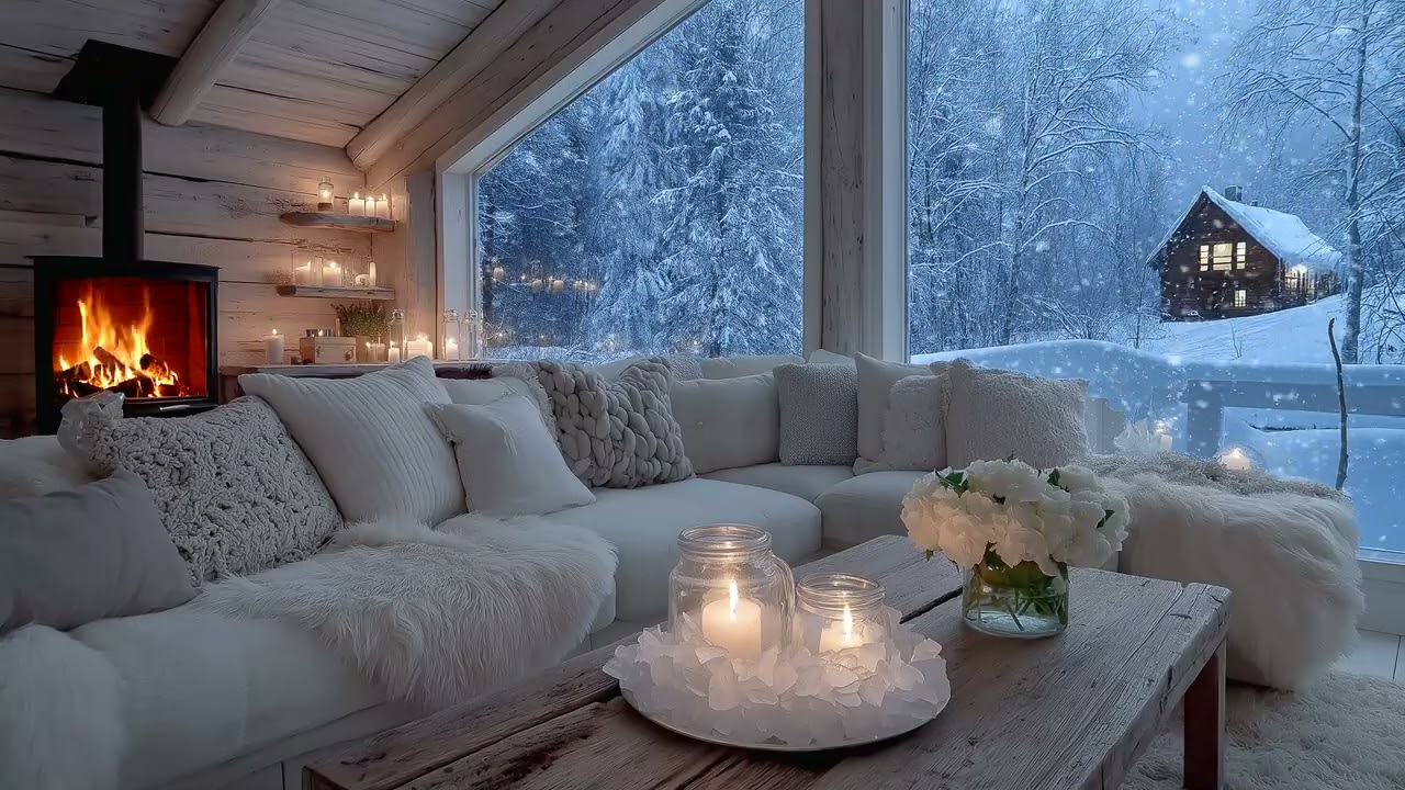 🌙🎹 Cozy White Piano Sanctuary | 5 Hours of Flowers & Snowfall Ambience for Focus, Sleep & Healing