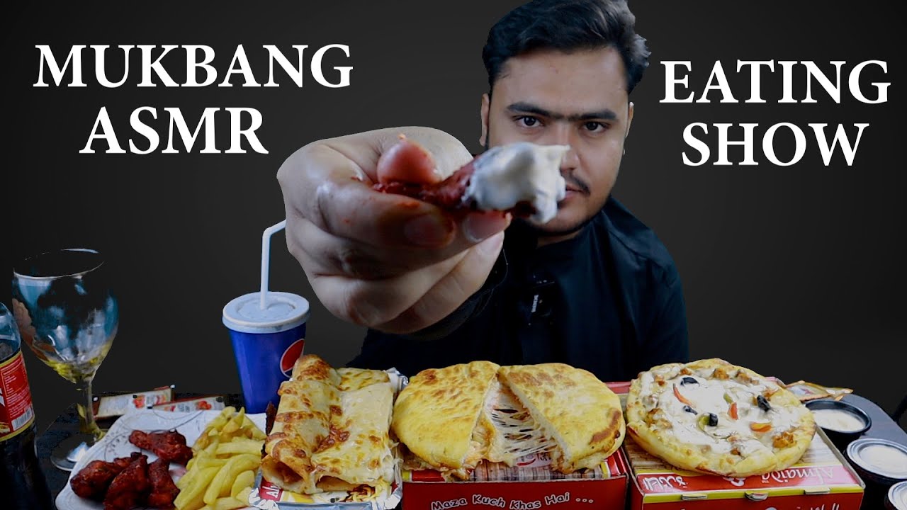 Pizza, Mxaican Sandwich, Roll, Oven Baked Wings | MUKBANG ASMR | Eating Show | Al Maida Food Review