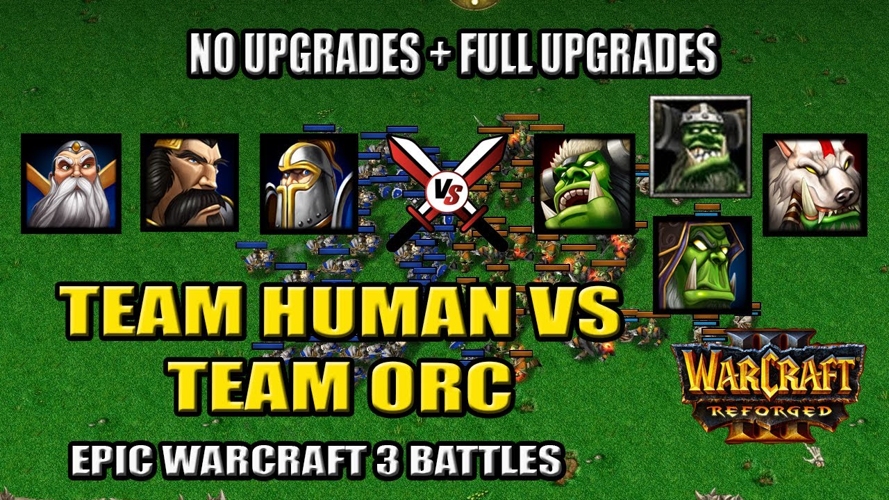 Footman Knight Archmage vs Grunt Raider Shaman Far Seer - Warcraft 3