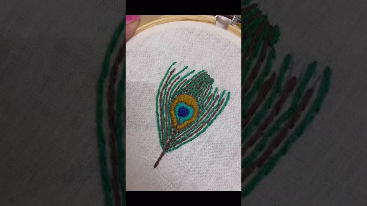 Mor pankh Embroidery hoop design 🦚 #theembroiderystory #handembroidery #handmade #reels #embroidery 