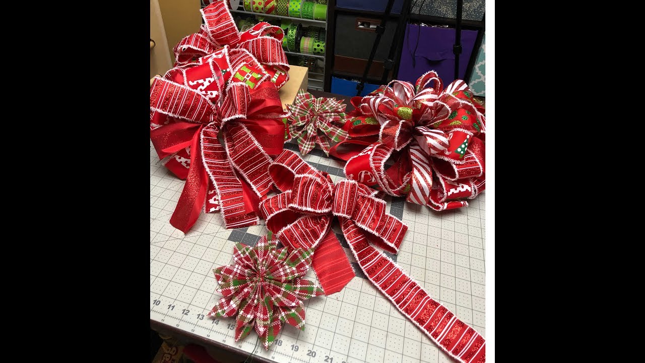How to make a Christmas tree bow and ribbon poinsettias