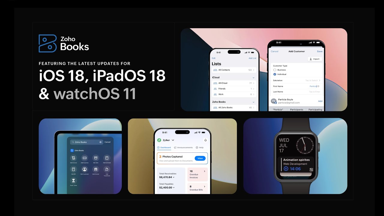 Zoho Books, now ready for #iOS18, #iPadOS18, and #WatchOS11