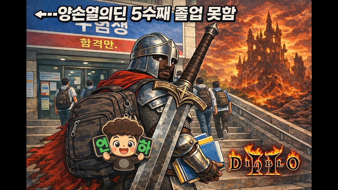 [디아2R] 레더12기 양손열의딘! 6수째... 7수는 없어! / 하드코어 맨땅 양손열의딘 팔라딘 (2시간째)