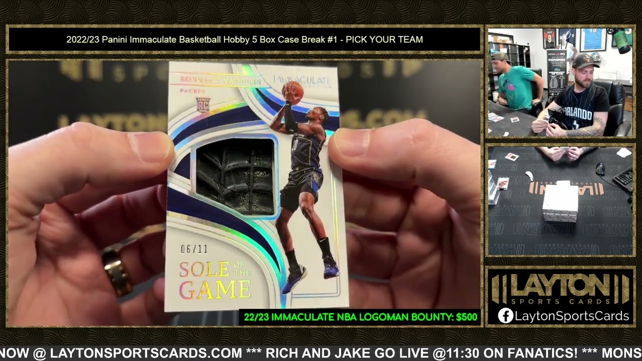 2022/23 Panini Immaculate Basketball Hobby 5 Box Case Break #1