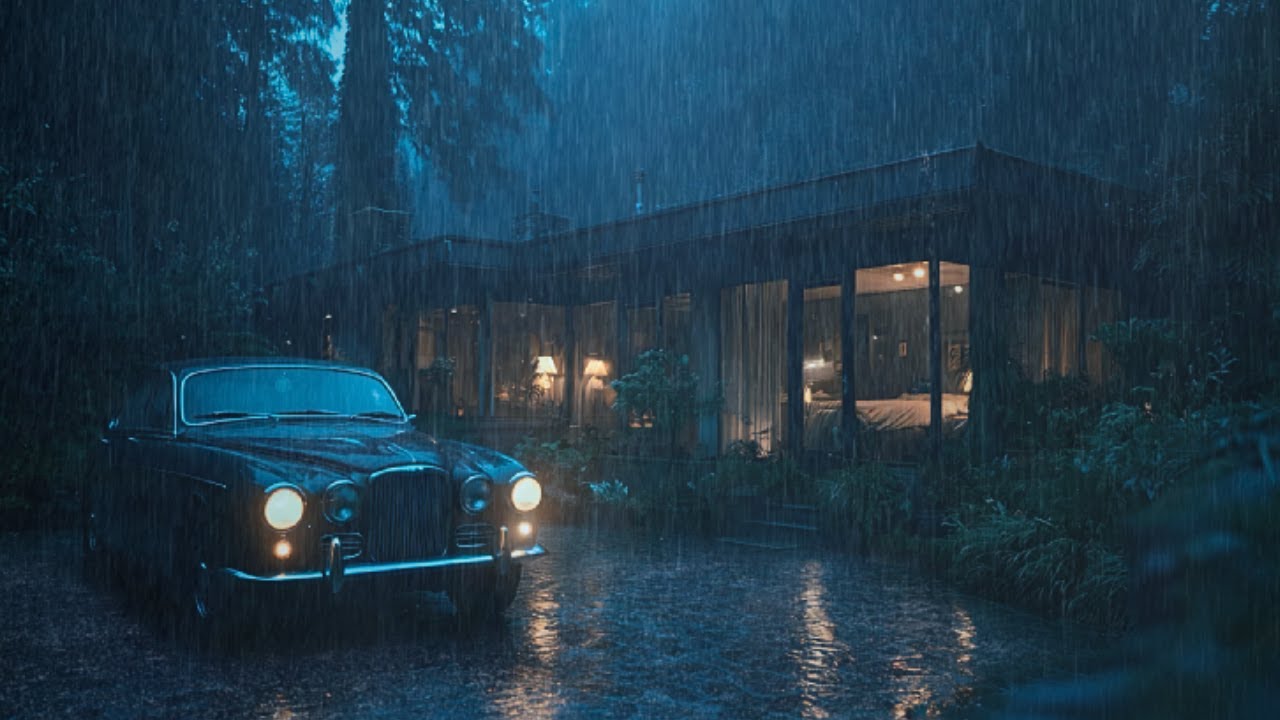 Deep Night Rain at Quiet Cabin & Soft Piano | Dark Bedroom Ambience (No Thunder)