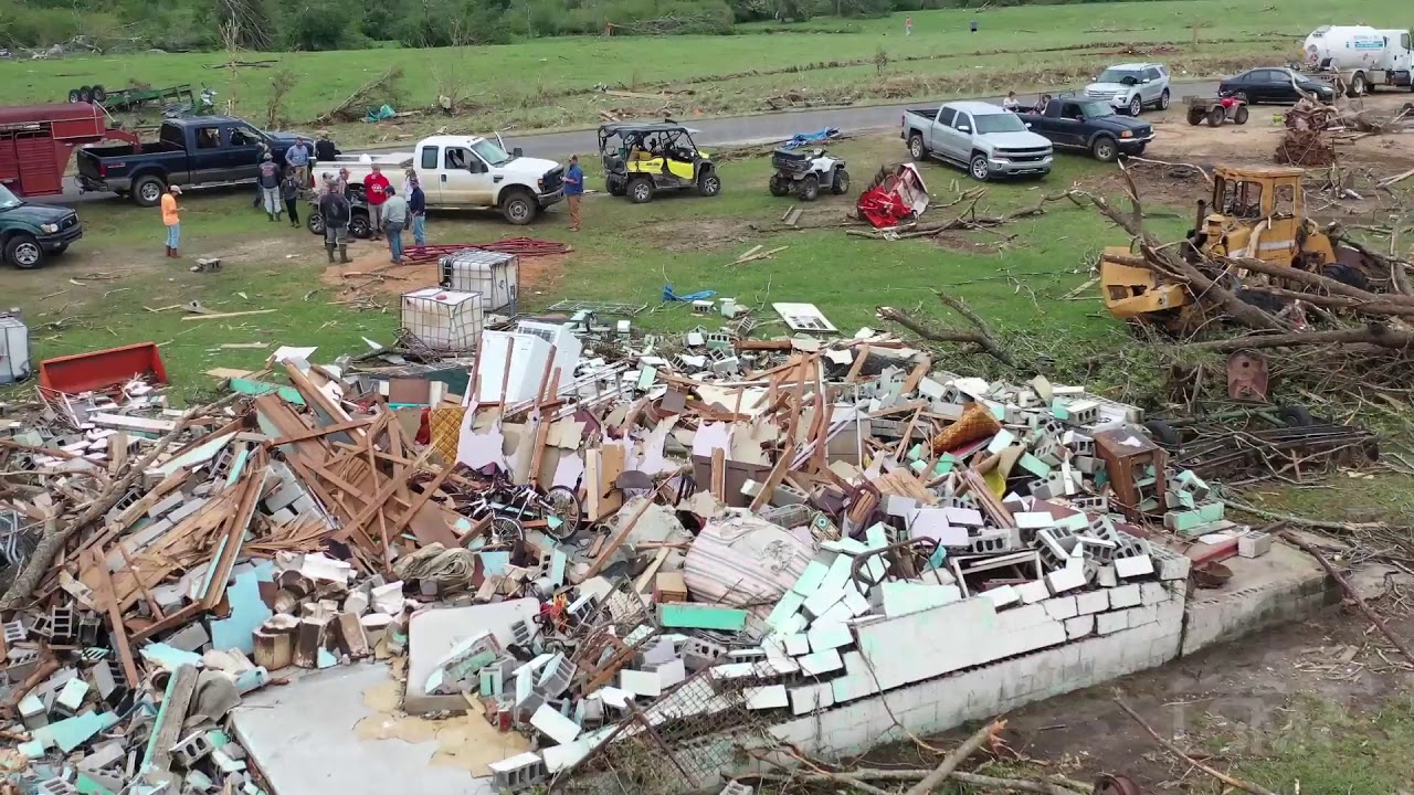4-13-2020 Walthall County, Ms Astonishing tornado damage, homes gone, trees shredded, drone