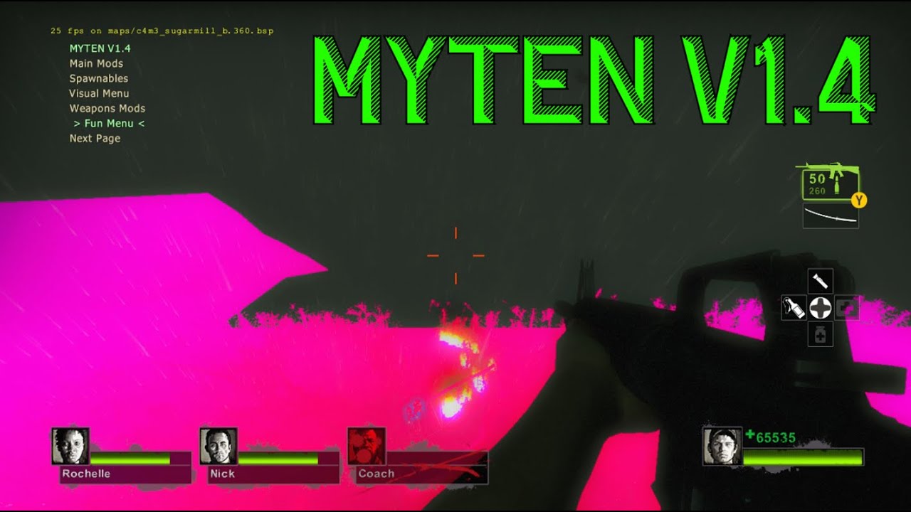 Демонстрация обновления клиентского мод-меню Left 4 Dead 2 (Myten V1.4)! (Xbox 360)