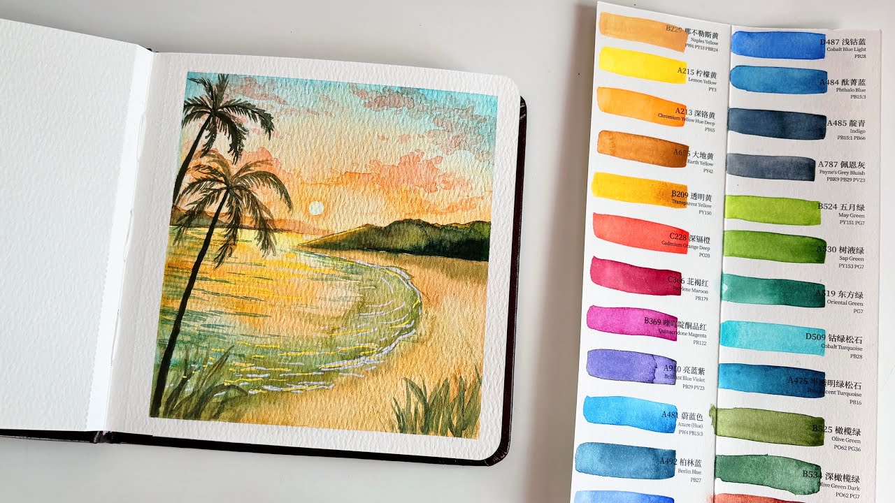 Рисуем вместе 🎨 Пробуем набор акварельных красок с морскими пейзажами от Пола Рубена 🌊