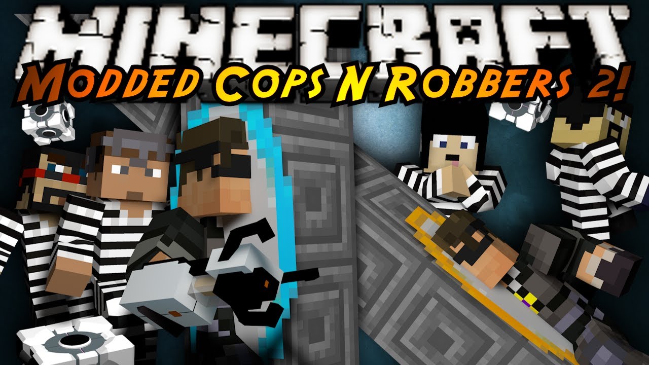 Minecraft Mini-Game : MODDED COPS N ROBBERS! PORTAL GUNS!