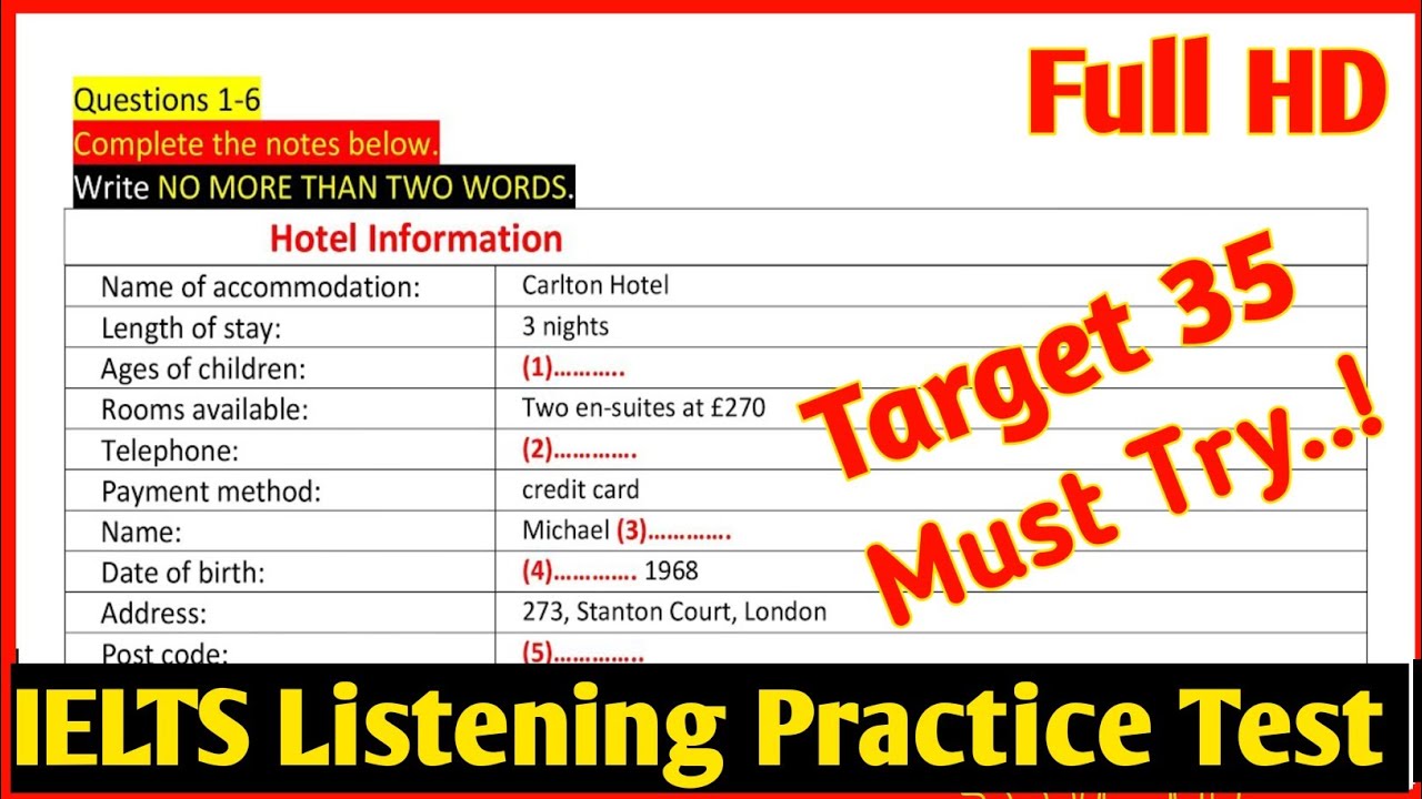 Hotel Information IElTS Listening | Hotel information listening | IELTS Listening Practice Test