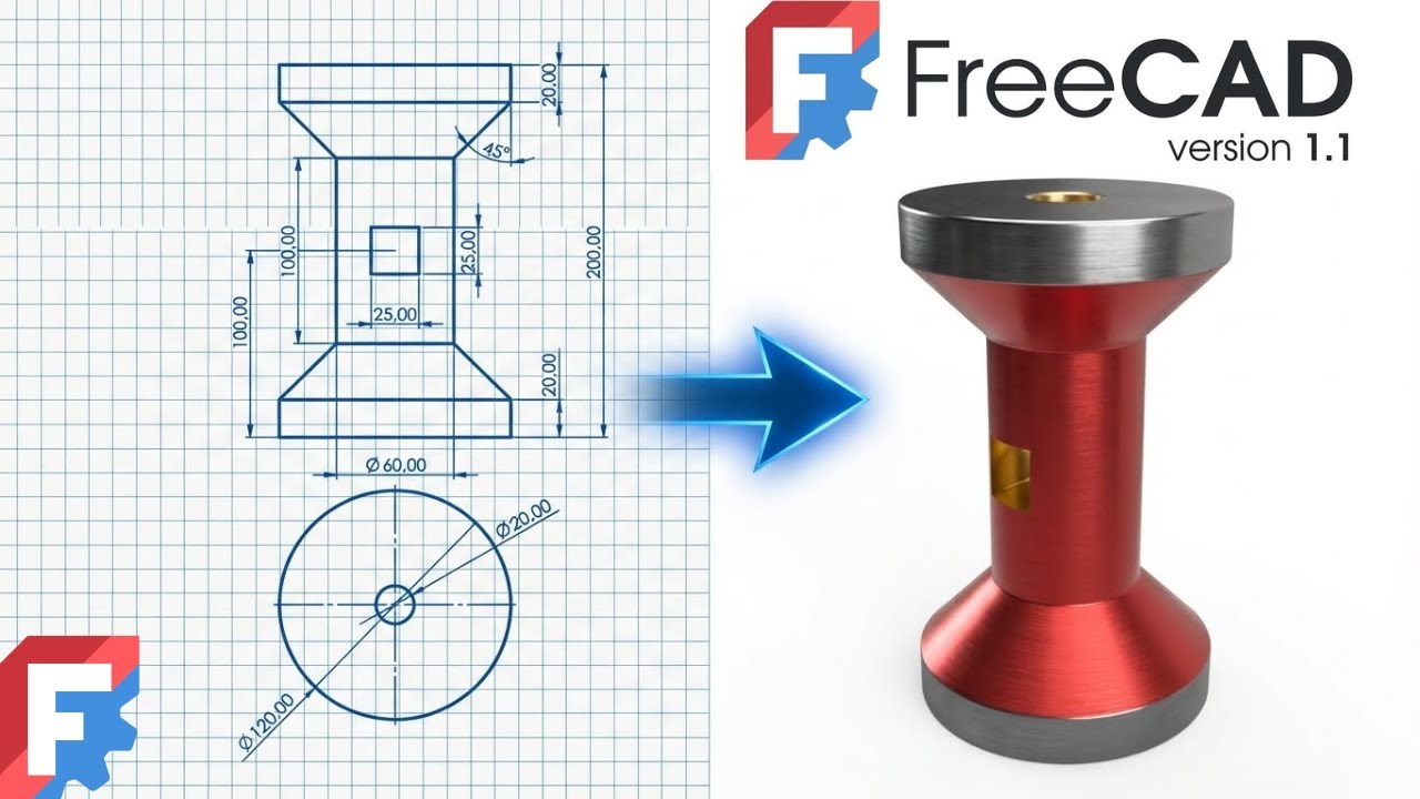 FreeCAD 1.1 — Полное пошаговое руководство для начинающих. Упражнение 7.