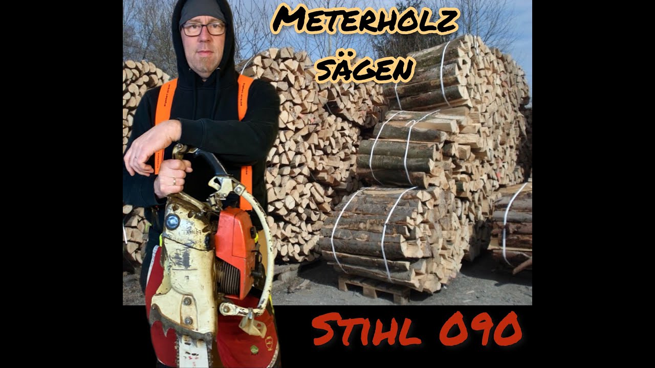 Holzbündel sägen mit Stihl 090