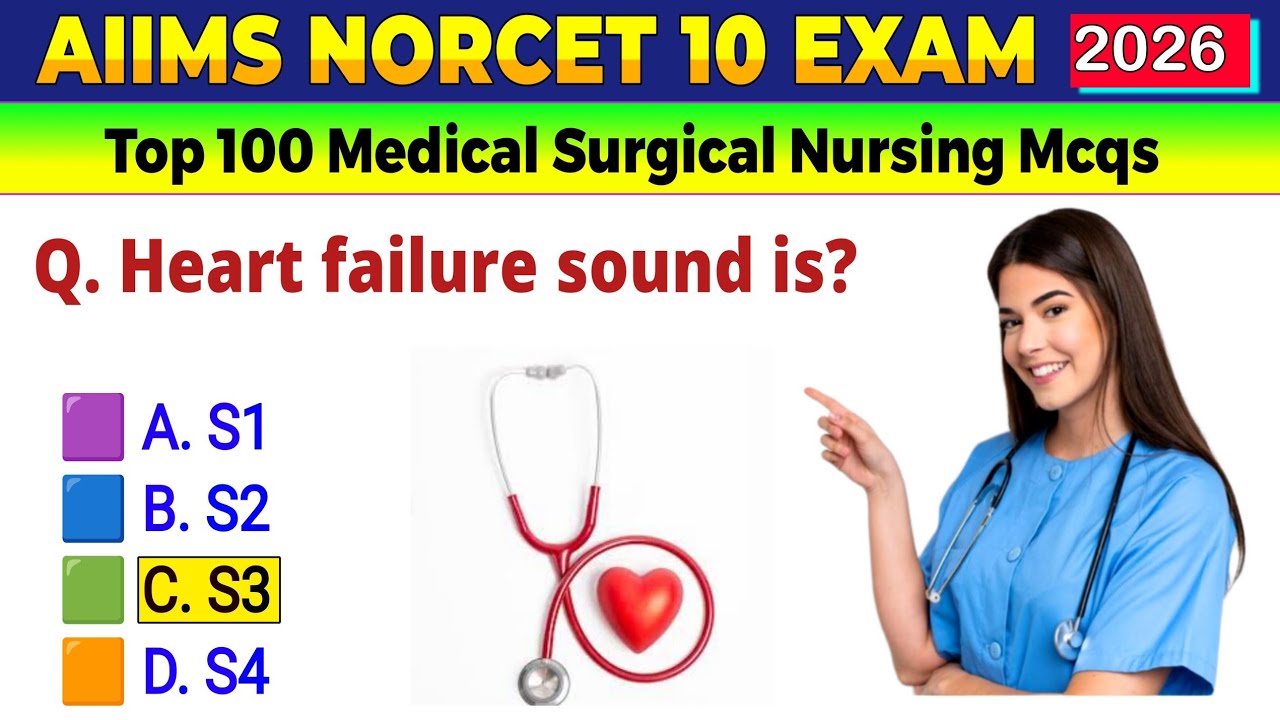 Экзамен AIIMS NORCET 2026 | 100 лучших вопросов с множественным выбором по медицинской и хирургич...