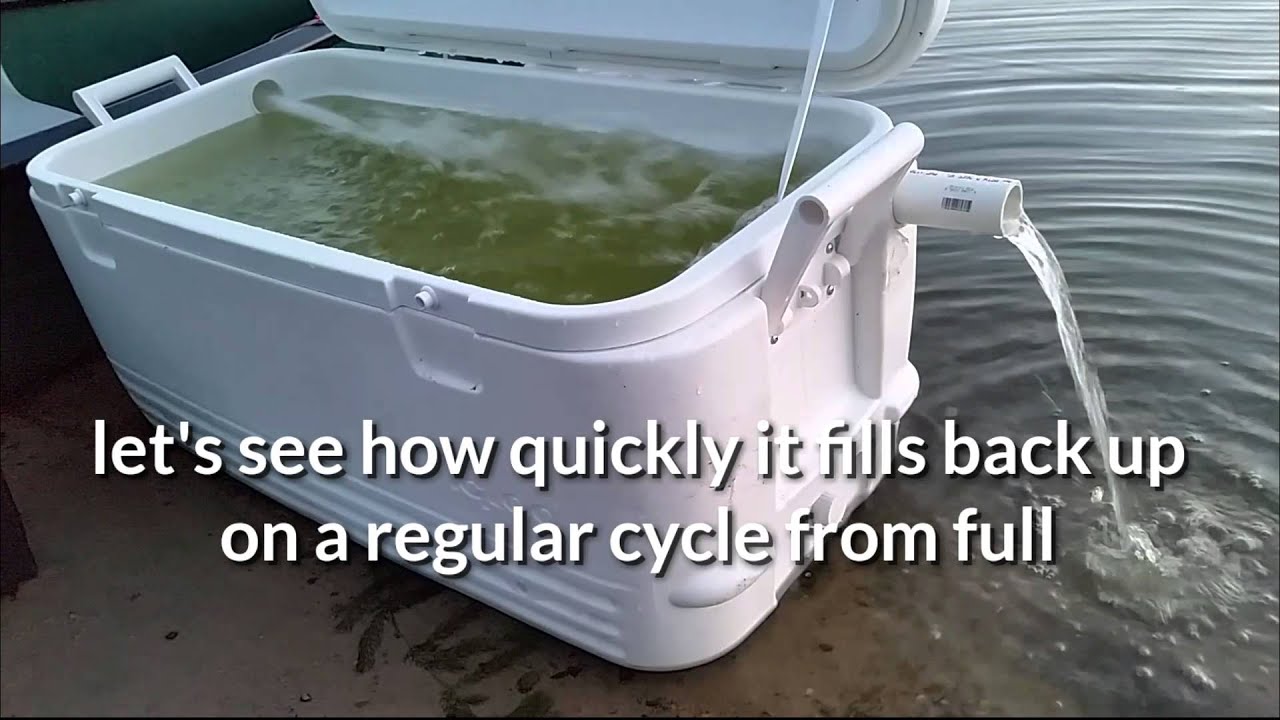 Flow through live well 25 gallon cooler