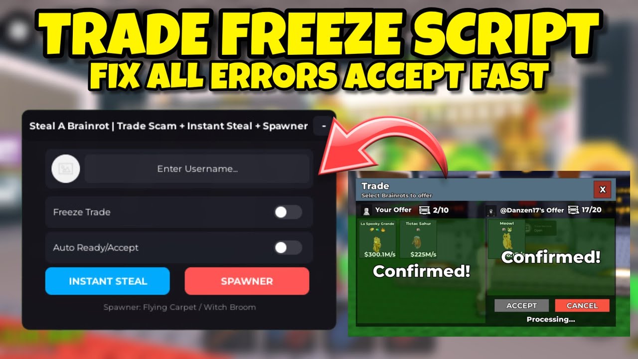 FREEZE TRADE SCRIPT | STEAL A BRAINROTS | FIXED ALL ERROR AUTO ACCEPT QUICK!!